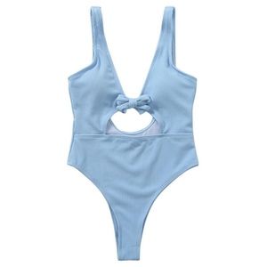 💕2/$30...Blue Ribbed Cheeky One Piece Swimsuit
